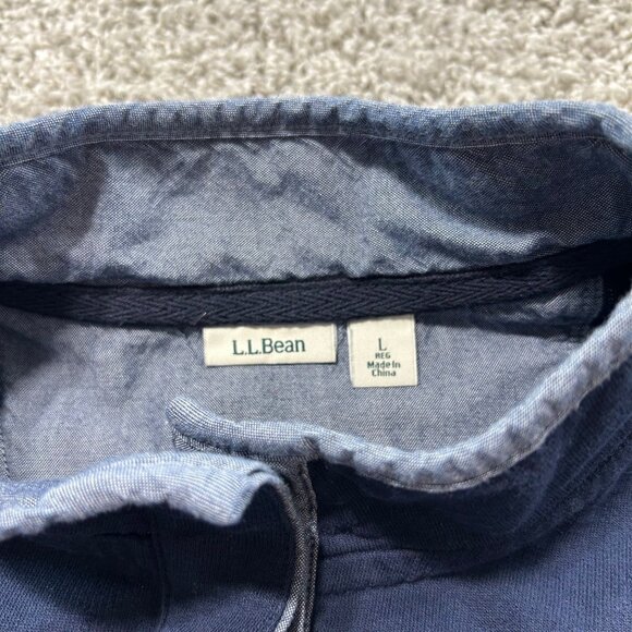 L.L. Bean Women's Sz Large Navy & White Striped Long-Sleeve Pullover Shirt Cotto - Picture 6 of 8